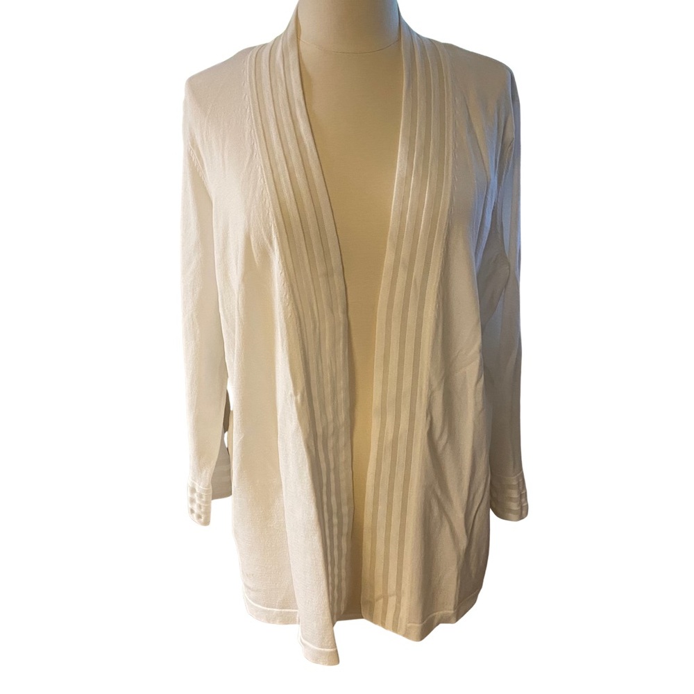 Calvin Klein Semi-sheer Cardigan Sweater with Ribbed Detail